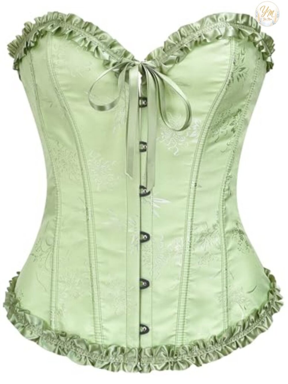 14-Bone Overbust Corset Top Sweetheart Neck Lace-Up Costume